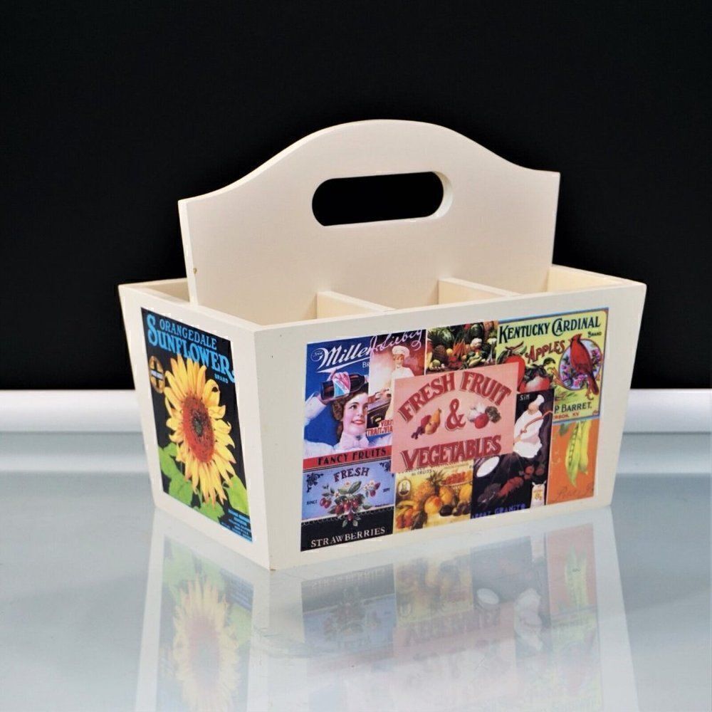Vintage Look Craft Caddy Carrier Organizer Decoupage Vintage Crafts By Bonnie